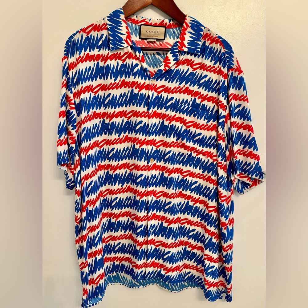 Gucci SS 2023 silk shirt, size 52, wore once, excellent like new condition.